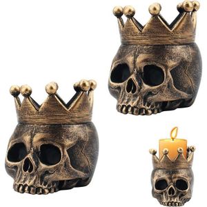 Bougeoir Crâne Lot 4 Bougeoirs Tête De Mort Gothique - Résine Pour Décoration Halloween Et Style Dark Bougeoir Gothique Résine Halloween