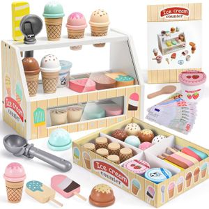 Glacier En Bois Pour Enfant Atoylink - Camion De Glaces Avec Accessoires, Jeu De Rôle éducatif 3 à 8 Ans