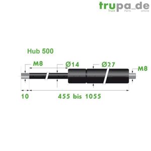1 levage 350 l = 785 mm 1000N Trupa V/érin /à gaz 10//21 8