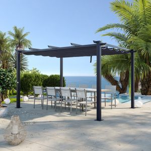 PERGOLA Tonnelle/Pergola aluminium 3x4m toile coulissante 