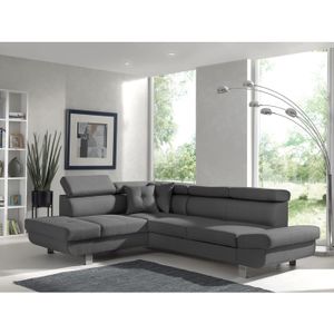 CANAPE CONVERTIBLE Lisbona - Canapé d angle gauche convertible - L 252 x P 190cm Couleur - Gris foncé