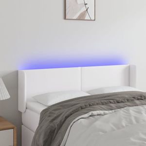 TÊTE DE LIT Tête de lit à LED Blanc - CIKONIELF - ETO - Similicuir - 147x16x78/88 cm