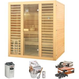KIT SAUNA  Sauna Neptune 4 places Holl's - Pack accessoires Premium pour sauna traditionnel Seau & Louche + Hygro/Thermomètre 