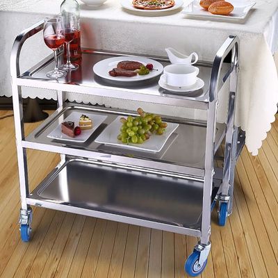 Chiner Chariot De Service 3 Niveaux Robuste Gris - Transport Multifonction Pour Restaurant, Hôtel Et Collectivités