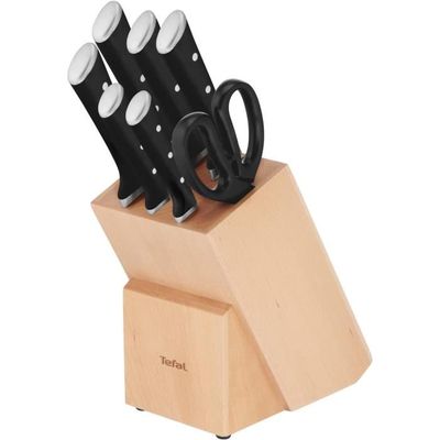 Tefal Ice Force Set 10 pièces Bloc couteaux universel en bois avec couteaux  de cuisine, Lame en acier inoxydable allemand, Performance de coupe 