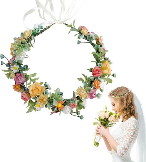 Artificielle Cheveux Couronne, Couronne De Fleur Rose, Bandeau De