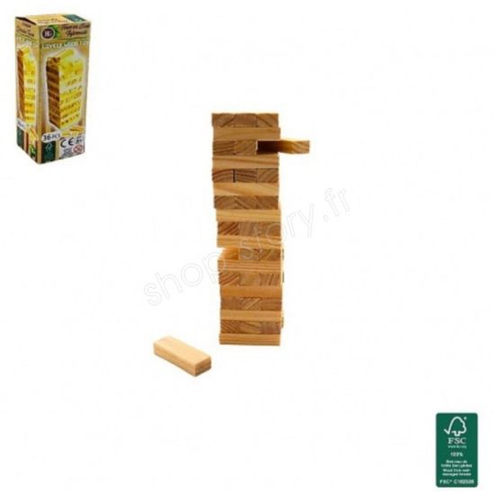 Goki - Jeu de société - Tour infernale en bois avec couleurs - Jenga Goki - Jeu de société - Tour infernale en bois avec couleurs - Jenga