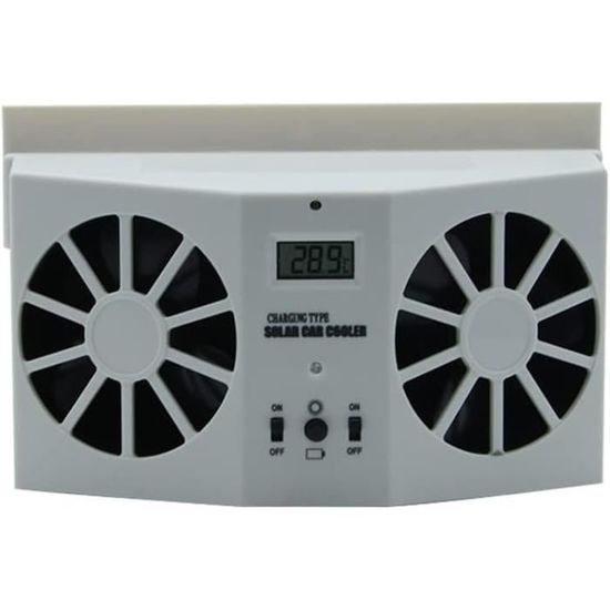 Ventilateur Solaire De Voiture SANWAN - Double Ventilateur, Panneau Solaire Ajustable - Batterie Intégrée 800 MAh - Pliable, Portable - Pour Rafraîchir L'habitacle