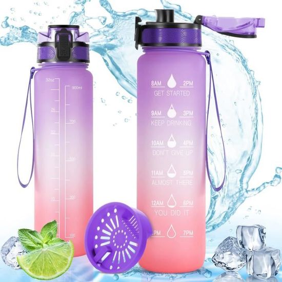 Bouteille d'eau, 1L- Anti-fuite Sopal Gourde Sport, Bouteille Eau Sport, avec Pa
