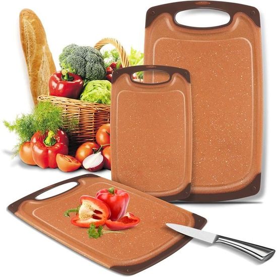 Ensemble De 3 Planches à Découper En Plastique Imitation Marbre Planche A Decouper Double Face Pour Cuisine Ustensiles De Cuisine Noir 98854577