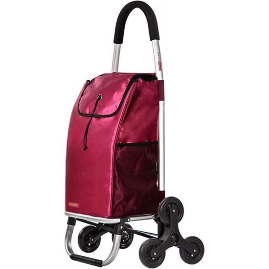 Chariot De Courses Pliant Avec Sac Amovible - Cadre Aluminium, 6 Roues, Porte Jusqu'à 50kg - Parfait Pour Courses Et Marché