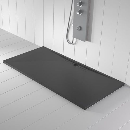 Receveur De Douche Laneri 70x90 Cm – Anthracite Effet Pierre Ardoise – Résine Réductible