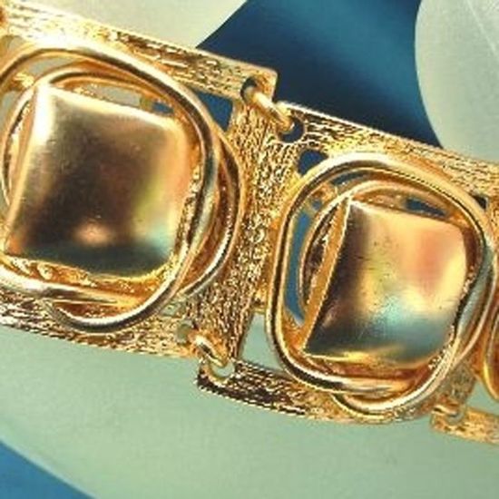 Bracelet Gourmette Large Monet - Métal Doré Feuilles Entrelacées - Longueur 19 Cm