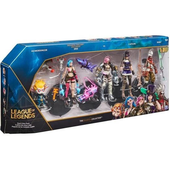 League of Legends - Coffret 5 figurines articulées 10 cm - Heimerdinger, Vi, Ekko, Jinx et Caitlyn - Avec accessoires