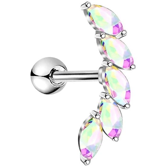 Piercing Rook 16G Acier Inoxydable 316L Avec Zircone - Longueur 6mm Ou 8mm - Pour Cartilage, Sourcil, Labret