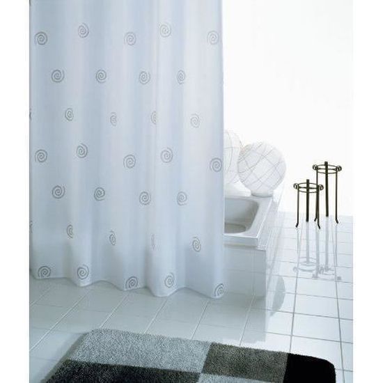 Rideau De Douche RIDDER 200x180cm Gris - PEVA Étanche Imprimé Feuilles
