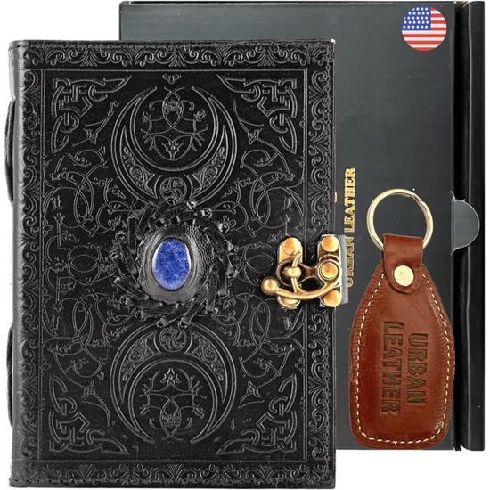 Urban Leather Grimoire en cuir Livre des ombres de Wicca avec triple