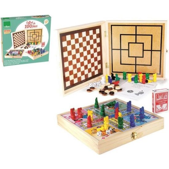 Coffret en bois de 100 jeux - VILAC - Mixte - Enfant - 5 ans et plus - 100 min - 2 joueurs ou plus - Beige