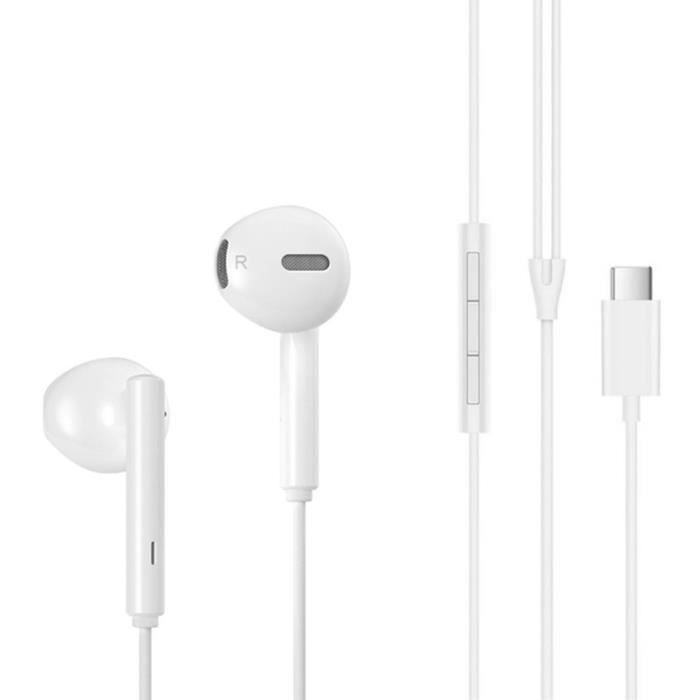 Pour Samsung Galaxy NOTE 10 Plus : Ecouteurs Ergonomiques Blanc USB-C