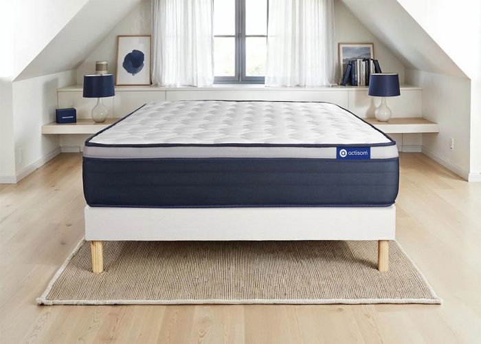 Ensemble matelas Ressorts ensachés+Mémoire de forme ACTIFLEX MAX 160x200 cm Maxi épaisseur 7zones de confort + sommier KIT bl 160 x