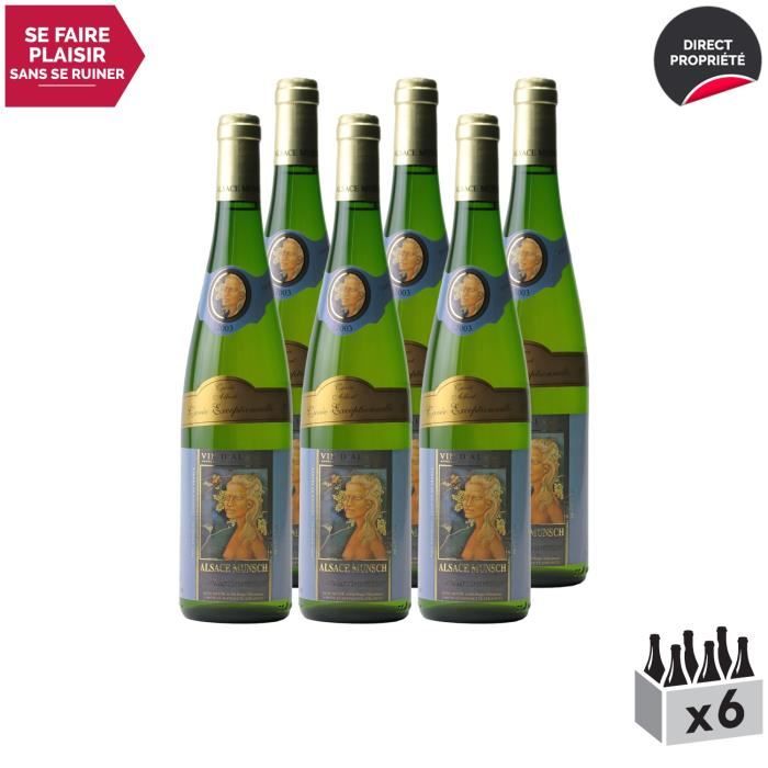 Alsace Gewurztraminer Cuvée Exceptionnelle Albert Blanc 2003 - Lot de 6x75cl - Alsace Munsch - Vin AOC Blanc d' Alsace - Cépage