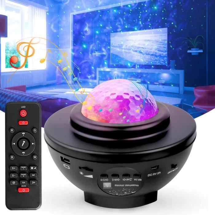 Swonuk® LED Lampe Projecteur ciel étoilé,veilleuse rotation 360°avec télécommande haut-parleur Bluetooth 21 mode luminosité
