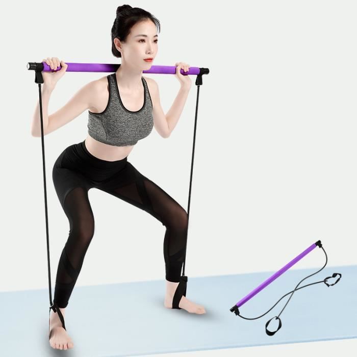 Équipement de gymnastique de bande de résistance de Yoga de bâton de Pilates amovible pour l'entraînement à la maison-violet