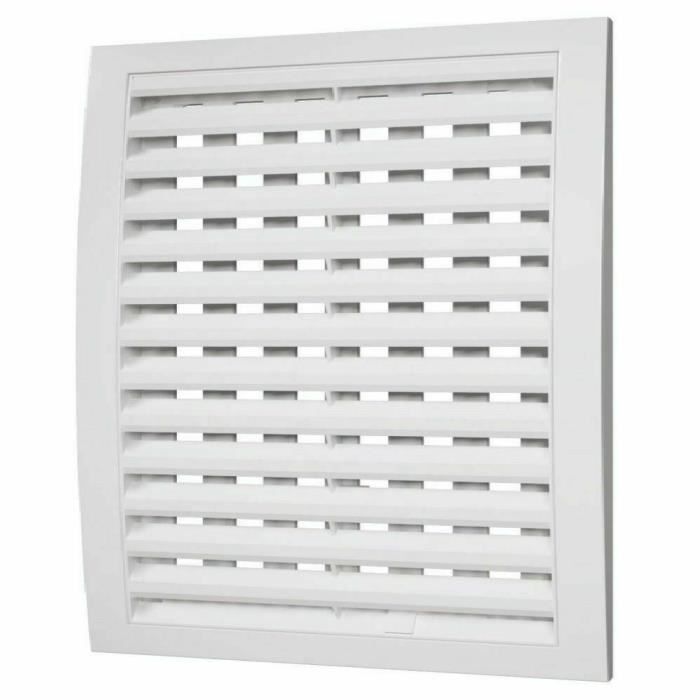 Grille de ventilation blanche avec obturateur - fermer et ouvrir - couvercle de ventilation de conduit (250 mm x 250 mm)