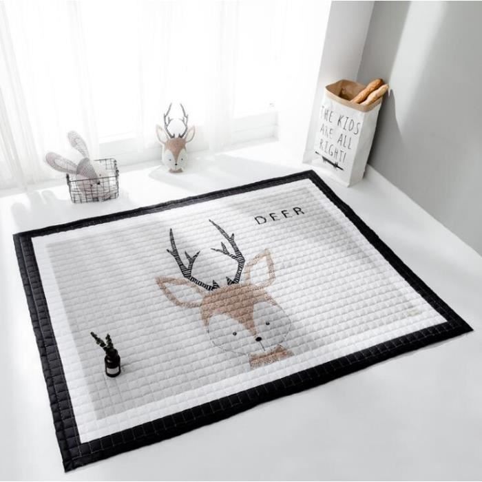 Tapis Enfant Epais Tapis de Ramper Jeu Tapis de jeu Antidérapant Bébé Décoration de Chambre Enfant Cerf 145*195cm