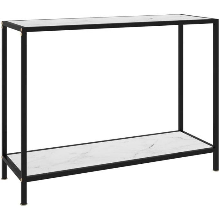 ♫4977 Table console Table d'appoint - Table d'entrée Classique Blanc 100x35x75 cm Verre trempé FNCM®