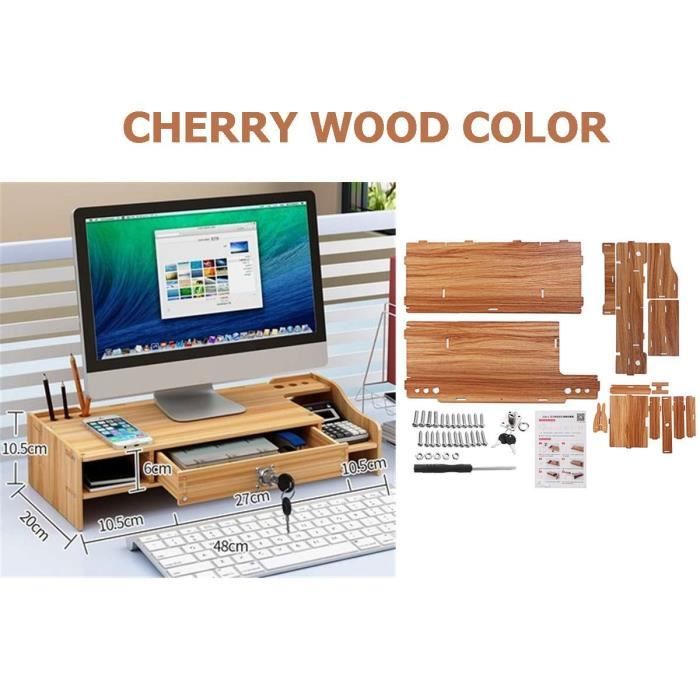 Support tablette,Étagère ordinateur portable support support bois moniteur de bureau support ordinateur écran - Type Cherry wood