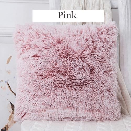 Housse de coussin,Housse s en fourrure douce,Housse de coussin en peluche,couverture s décorative - Type Pink