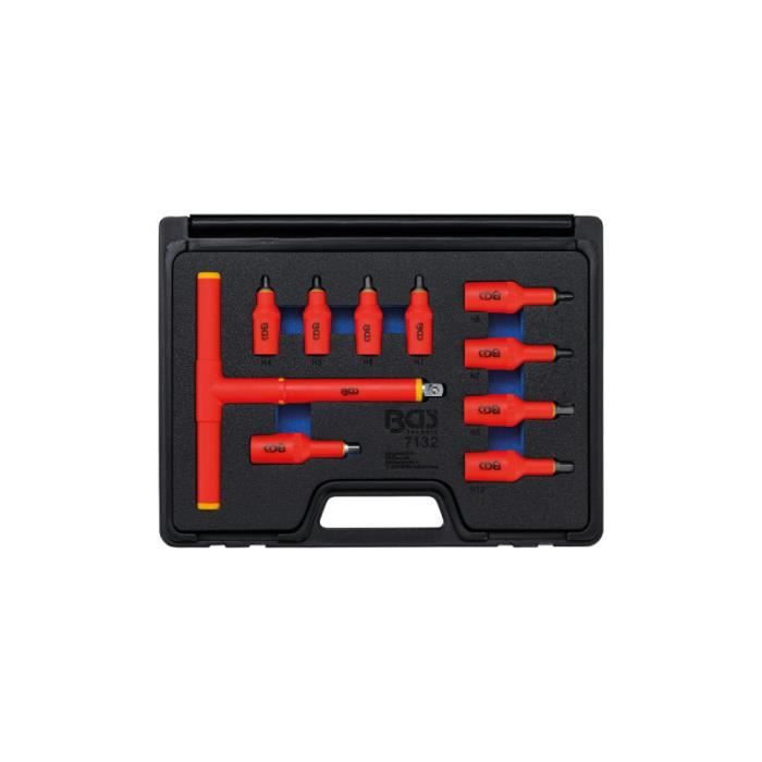 Jeu de douilles VDE BGS TECHNIC - empreinte carre femelle 10 et 12 mm- six pans femelle 4-10 mm - 10 pcs - 7132