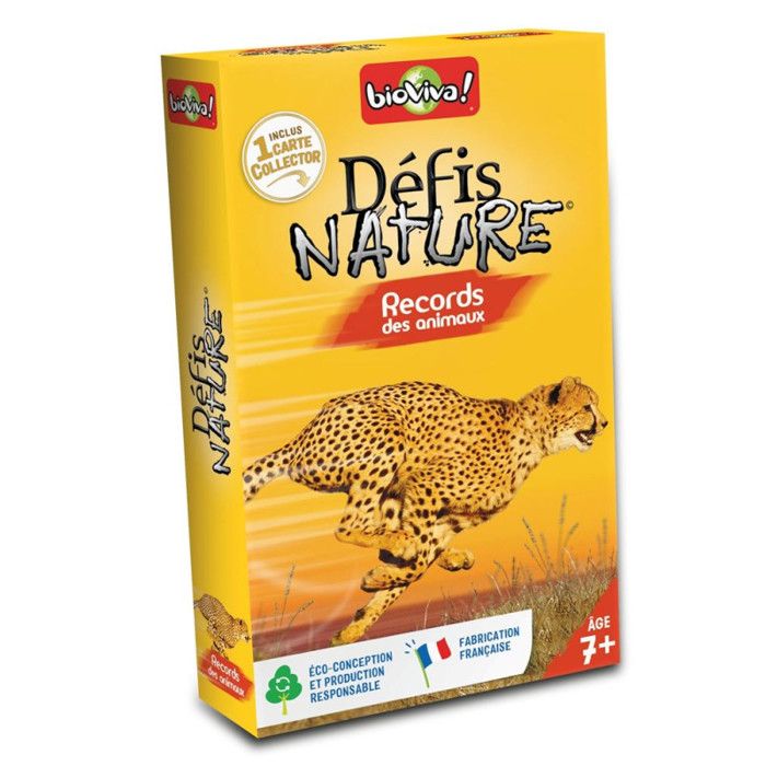 Jeu de cartes Bioviva Défis Nature Records des animaux Multicolore