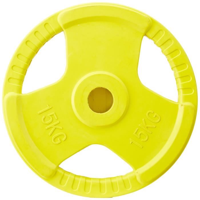 Gorilla Sports Adultes Olympia eingriff Gripper Caoutchouc Disque d'haltères 15 kg, Jaune, 15 kg