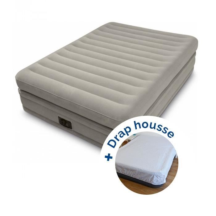 Pack Lit gonflable Intex Prime Comfort 152 x 203 x 51 cm + drap housse