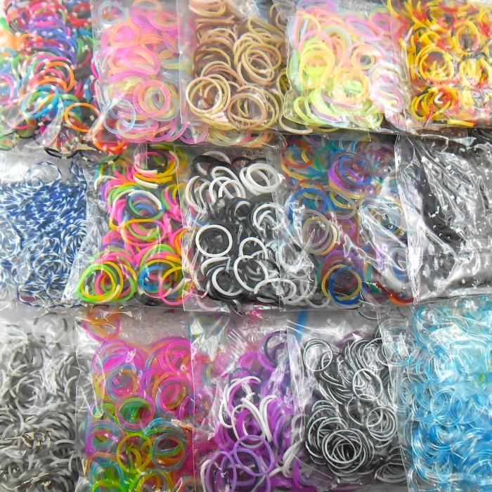 Lagiwa - Lot de 15 sachets loom bands assortis et différents de 200 élastiques chacun pour bracelet ou collier loom bands + 1 KDO
