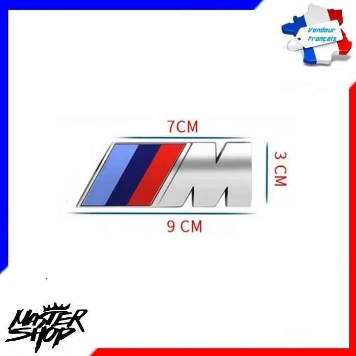 Logo M badge emblème chrome pour BMW 9cm x 3cm