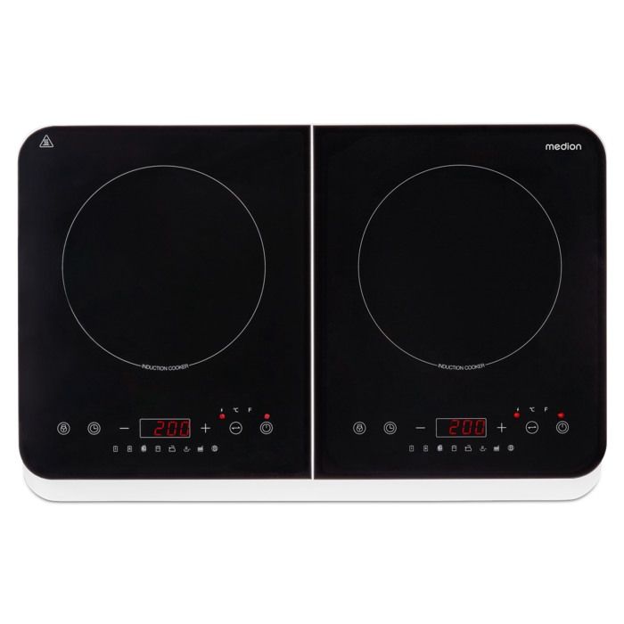 Plague de cuisson induction - MEDION MD 18493 - 2 Zones - 3.400W - 10 niveaux de température - 60 x 36 x 6 cm - Noir