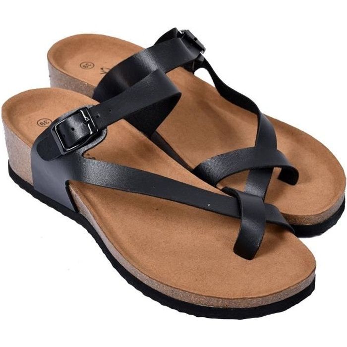 Sandale Femme PREMIUM  M28 COMPENSE NOIR