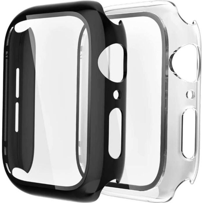 2 Pack Coque pour Apple Watch Series 6/5/4/3/2/1/SE ,[44mm] Protection Écran Coque,Ultra Mince Écran case-Noir/Transparence