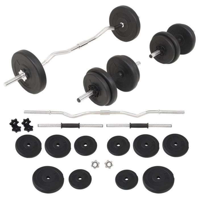 Ensemble d'haltères et barres d'haltères 30 kg