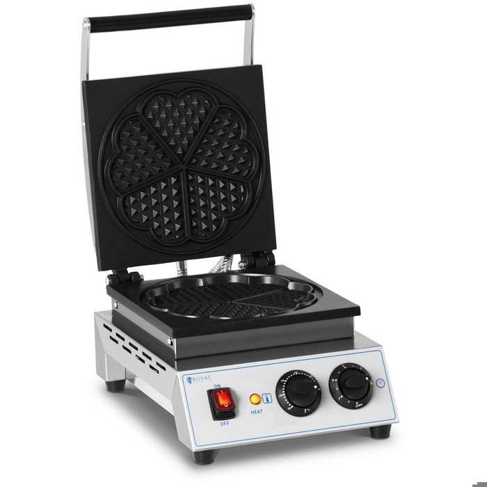 Gaufrier Électrique Appareil à 5 Gaufres en Forme de Cœur Plaques Inox 1500w