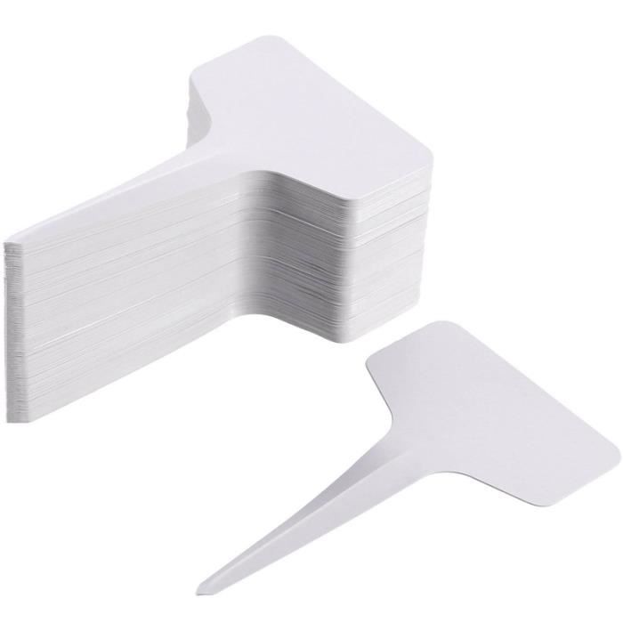 Paquet de 200 6 x 10 cm etiquettes des plantes T-type Etiquettes de jardin en plastique Etiquettes Marqueur Impermeable, blanc