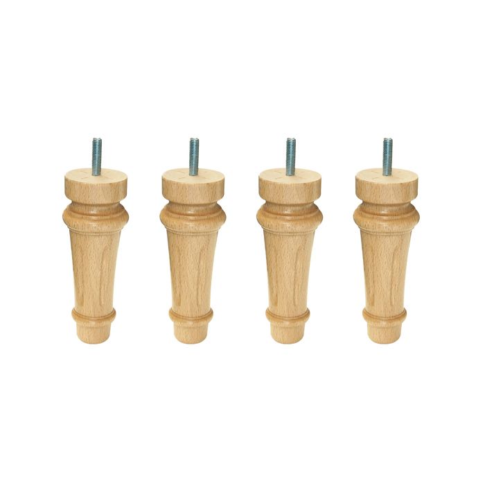 4 Pieds Louis XVI Bois Naturel 15 cm - Bois naturel