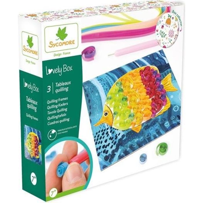 SYCOMORE Kit de loisir créatif enfant - PM Quilling - 3 tableaux - Lovely Box Collector - Dès 7 ans