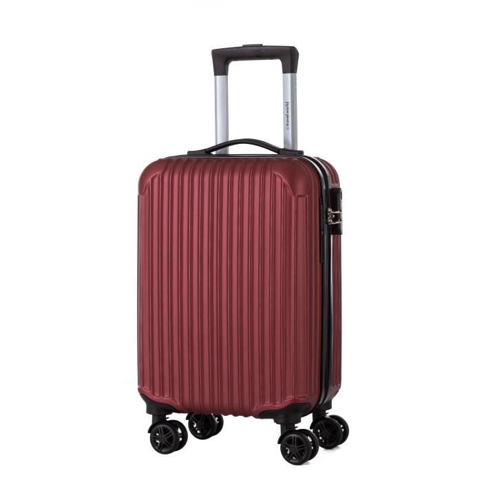 TRAVEL WORLD Valise trolley 50cm avec 4 roues - Couleur ROUGE FONCE