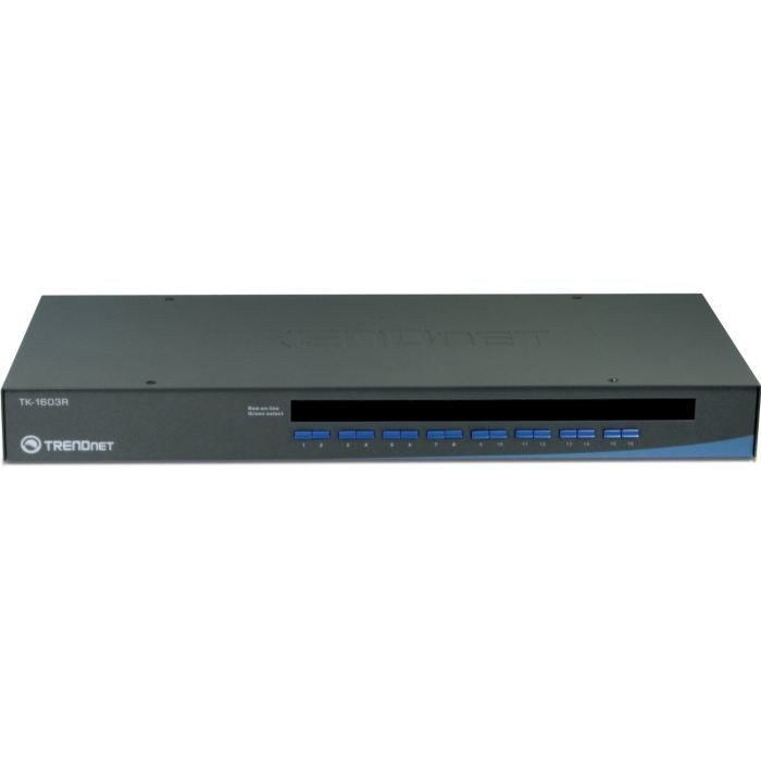TRENDNET Boîtier de commutation KVM TK-1603R - 16 Ordinateur(s) - 2048 x 1536 - 2 x Port PS / 2 - 1U - Montable en rack
