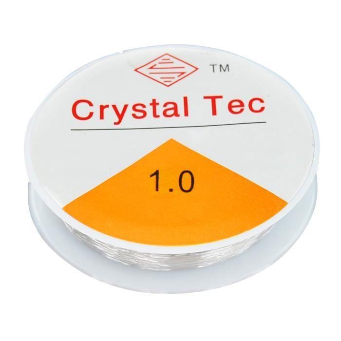 TRIXES Bobine de 8 m de fil extensible élastique transparent de 1 mm pour fabrication de bijoux en perles