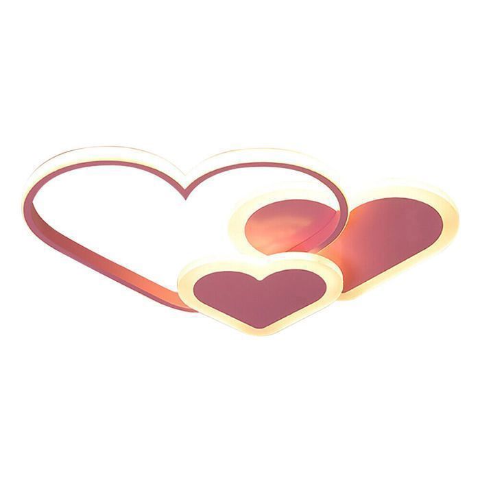 Plafonnier LED de 42 Pouces Moderne - Rose En forme de cœur - avec Télécommande - (Base E14 sans Ampoule) - Décor